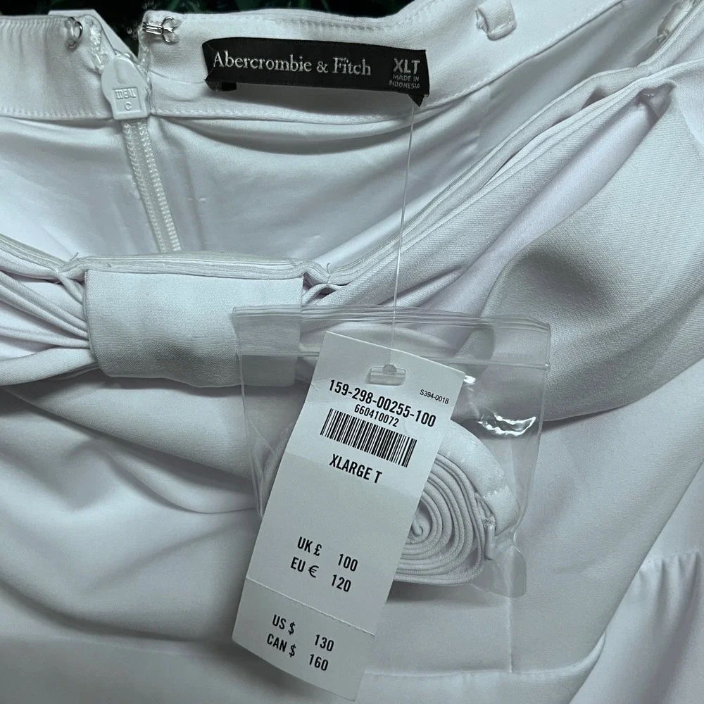 Abercrombie & Fitch Dress XLT White Strapless Bow Maxi Tall 4001